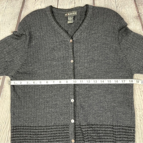 ST KITTI vintage grey wool metallic long sleeve cardigan sweater - Picture 10 of 12